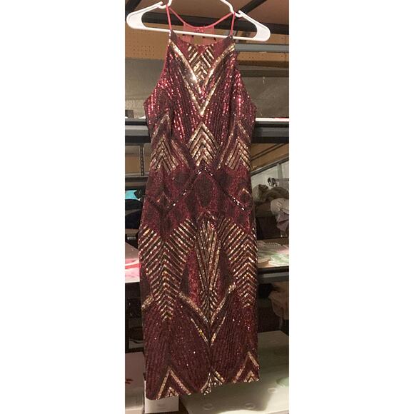 Bisou Bisou Dresses & Skirts - 8 Bisou Bisou Michele Bohbot high neck sequin red mini prom formal dress party